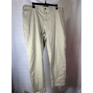 George Mens Chinos Khaki Tan Straight Leg Flat Front Casual Pants 40x32